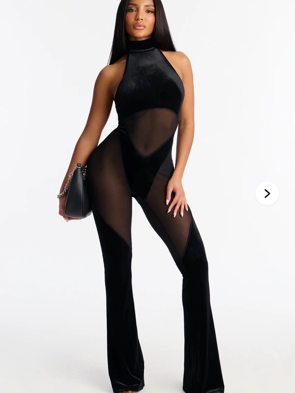 Fashion Nova Make You Mine Velvet Backless Halter Jumpsuit S New with Flaw